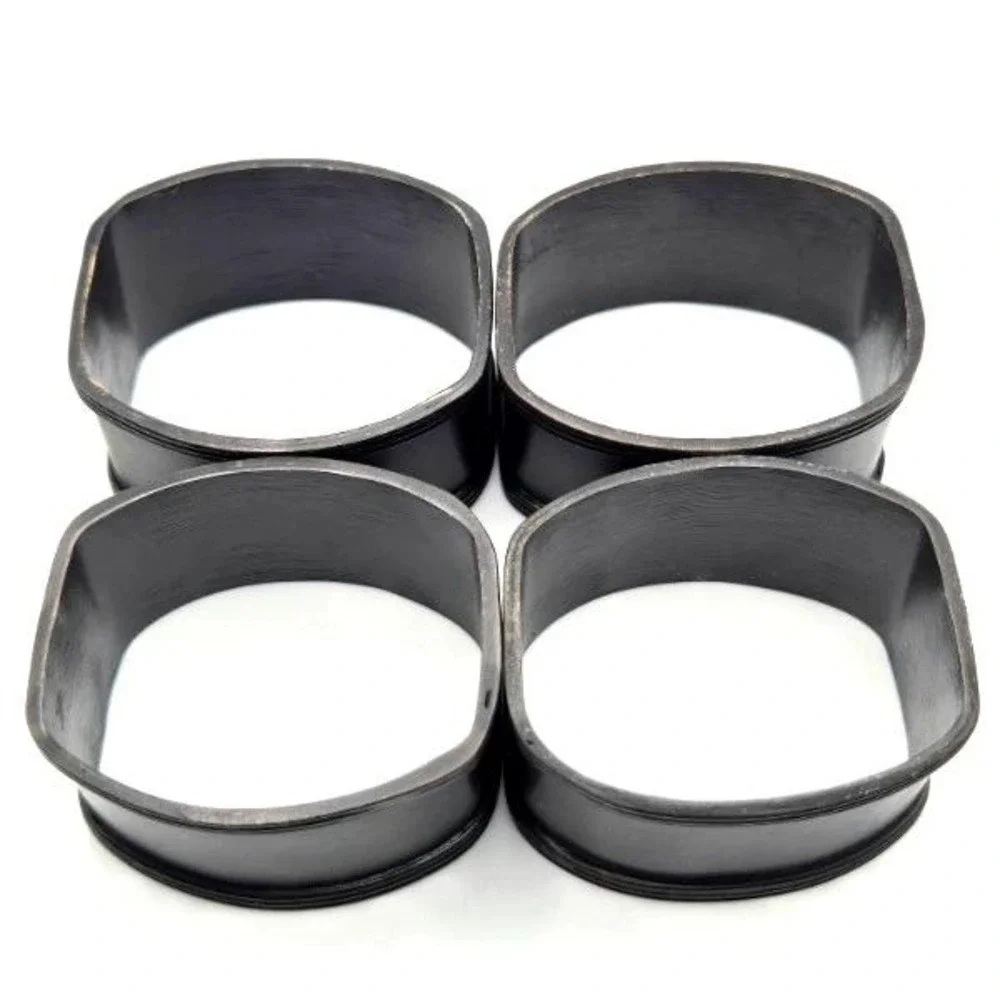 Set of 4 Napkin Rings Classic‎ Look Brushed Bronze/Copper Raised Rim Edges